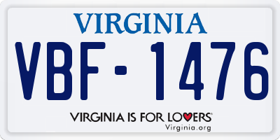 VA license plate VBF1476