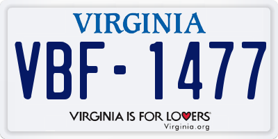 VA license plate VBF1477