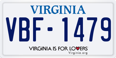 VA license plate VBF1479