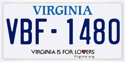 VA license plate VBF1480