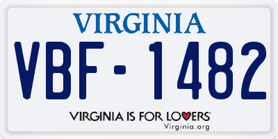 VA license plate VBF1482