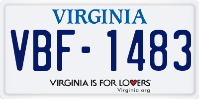 VA license plate VBF1483