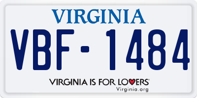 VA license plate VBF1484