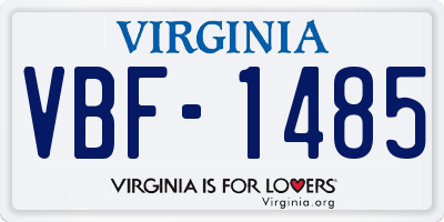 VA license plate VBF1485