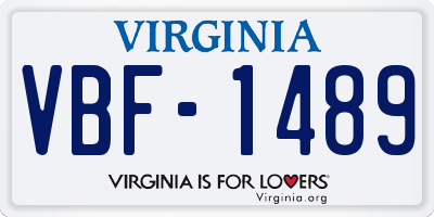 VA license plate VBF1489