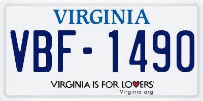 VA license plate VBF1490