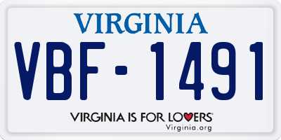 VA license plate VBF1491