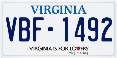VA license plate VBF1492