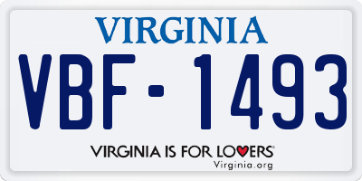 VA license plate VBF1493