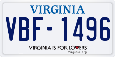 VA license plate VBF1496