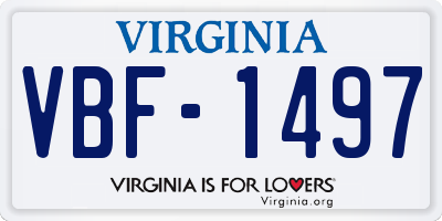 VA license plate VBF1497