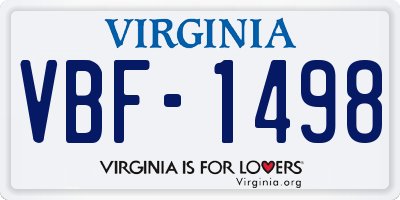 VA license plate VBF1498