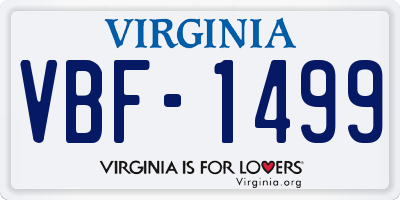 VA license plate VBF1499