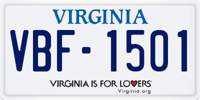 VA license plate VBF1501