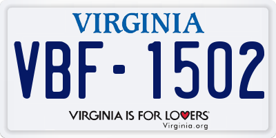 VA license plate VBF1502