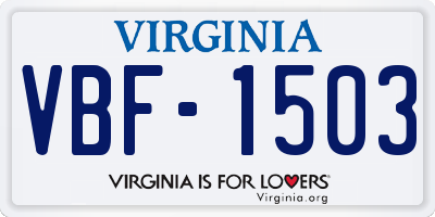 VA license plate VBF1503