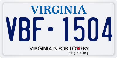 VA license plate VBF1504