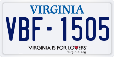 VA license plate VBF1505