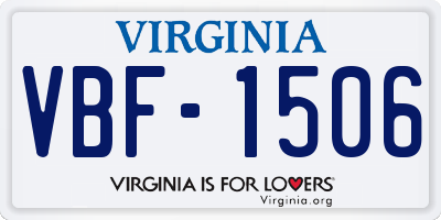 VA license plate VBF1506