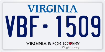 VA license plate VBF1509