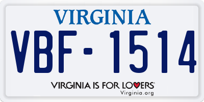 VA license plate VBF1514