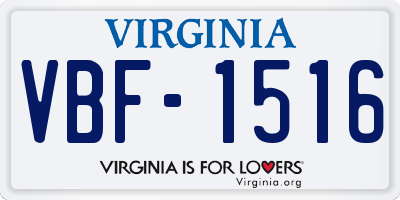 VA license plate VBF1516