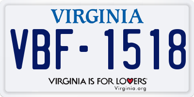 VA license plate VBF1518