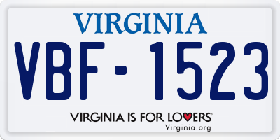 VA license plate VBF1523