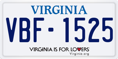 VA license plate VBF1525