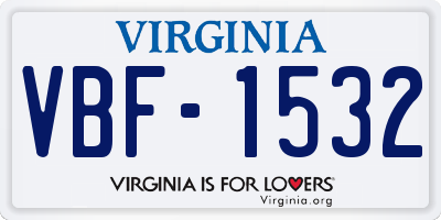 VA license plate VBF1532