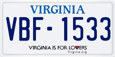 VA license plate VBF1533