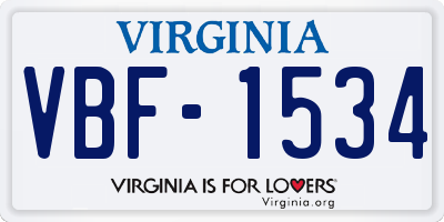 VA license plate VBF1534