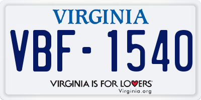 VA license plate VBF1540