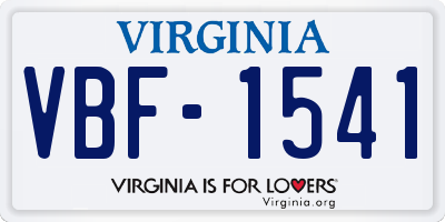 VA license plate VBF1541