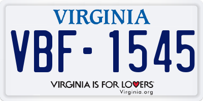 VA license plate VBF1545