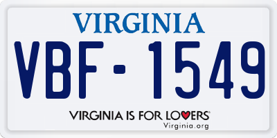VA license plate VBF1549