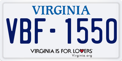 VA license plate VBF1550