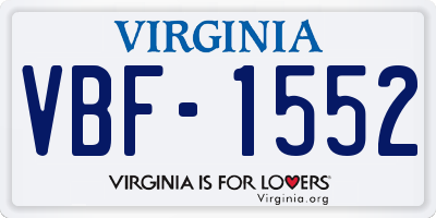 VA license plate VBF1552