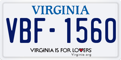 VA license plate VBF1560
