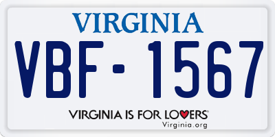 VA license plate VBF1567