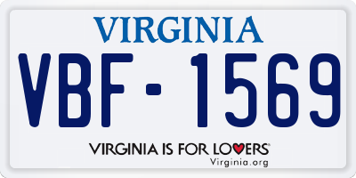 VA license plate VBF1569