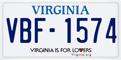 VA license plate VBF1574