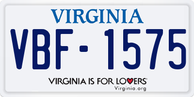 VA license plate VBF1575