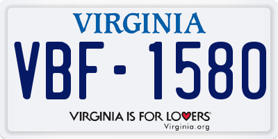 VA license plate VBF1580