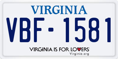 VA license plate VBF1581