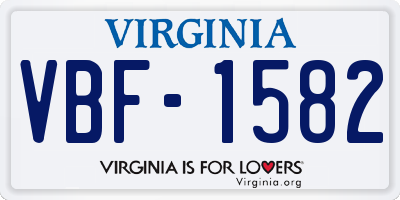 VA license plate VBF1582