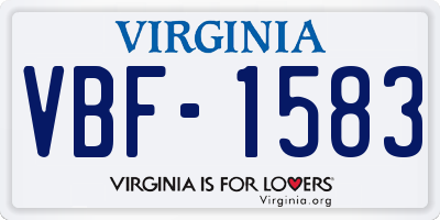 VA license plate VBF1583