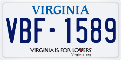 VA license plate VBF1589