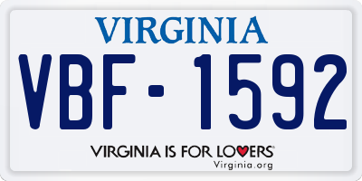 VA license plate VBF1592