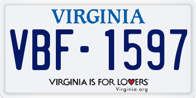 VA license plate VBF1597